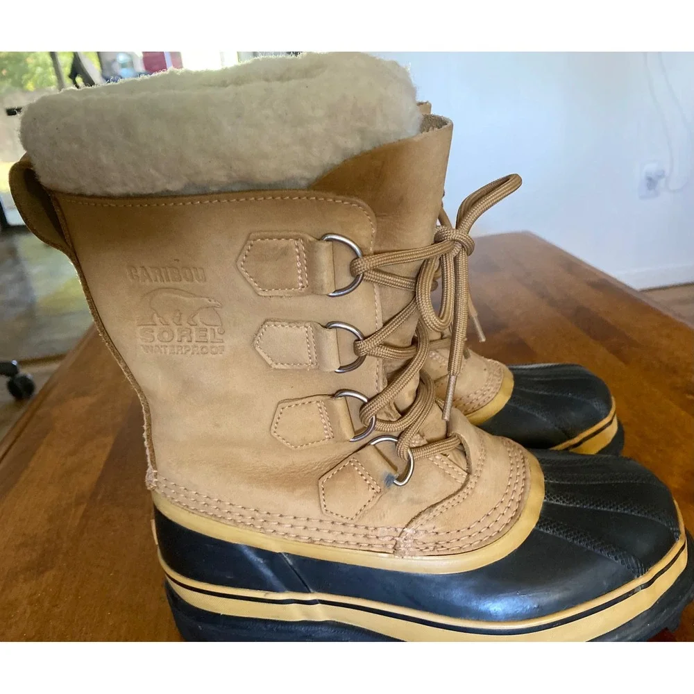 Sorel Caribou Waterproof Winter Snow Boots Buff Tan NL1005-280 Womens 6